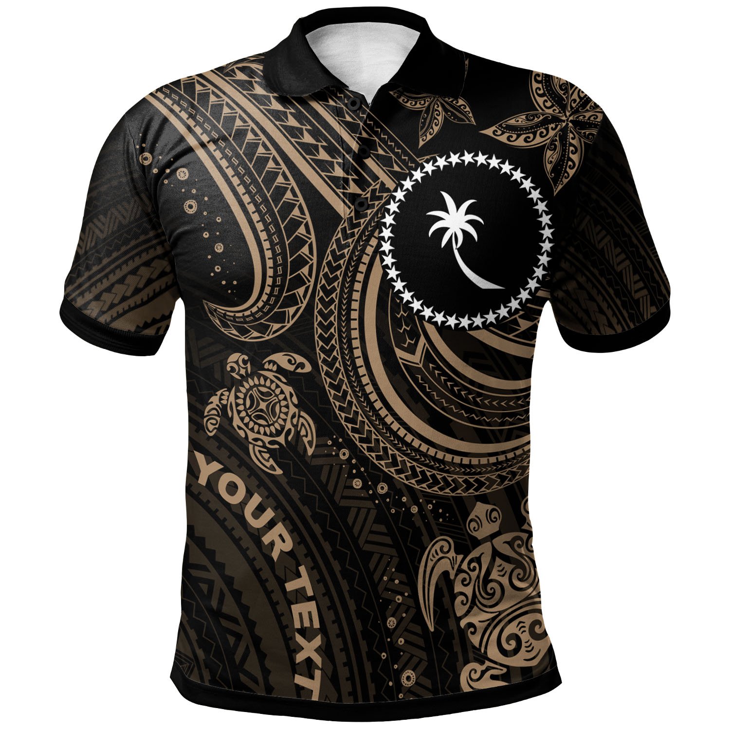 Chuuk Custom Personalised Polo Shirt – Gold Turtle – BN26