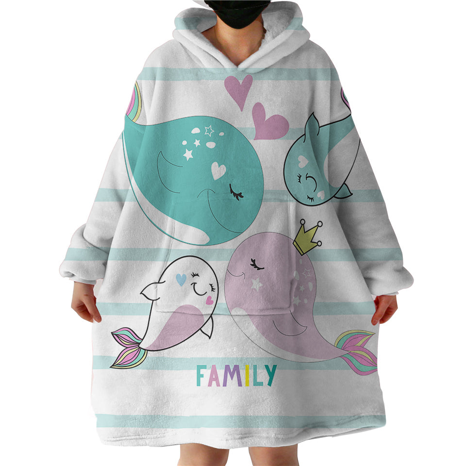 Whale Family Swlf2428 Hoodie Wearable Blanket