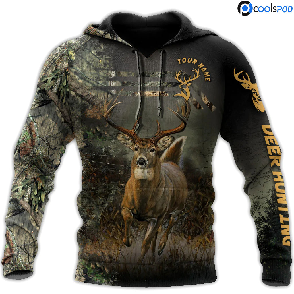 Deer Hunting Camo Hoodie, Deer Print On Hoodie Men, Best Hunter Hoodie, Gift For Dad Hunting