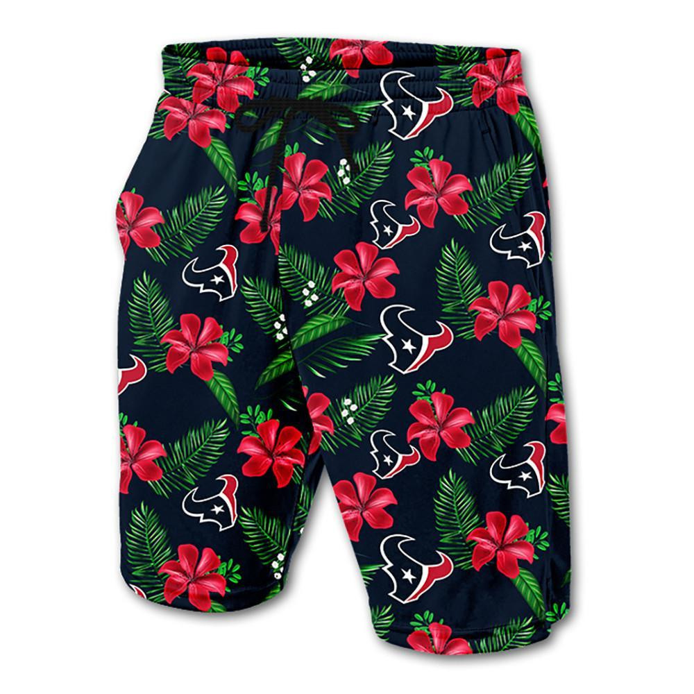 Houston Texans Shorts Floral Hawaii Summer Men Ha21706