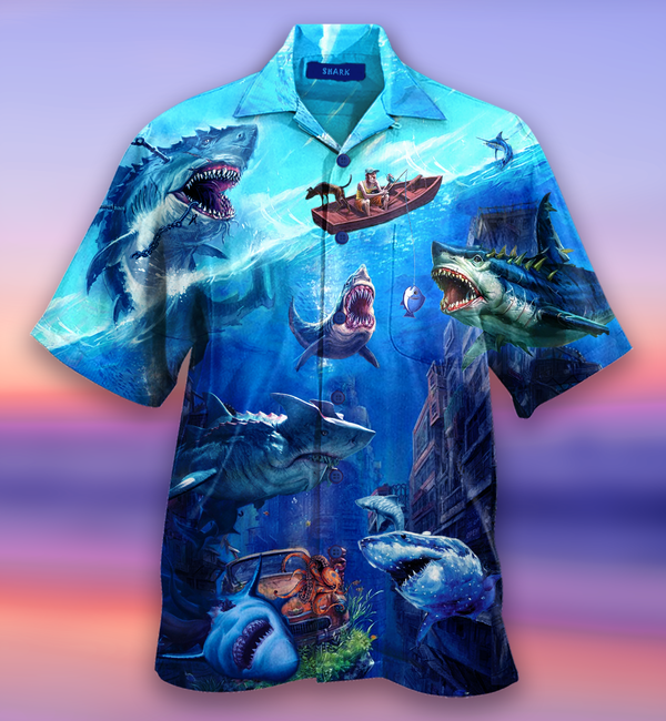 Fishing Shark With Small Ship Hawaii Shirt For Men Women Adult Ha105983