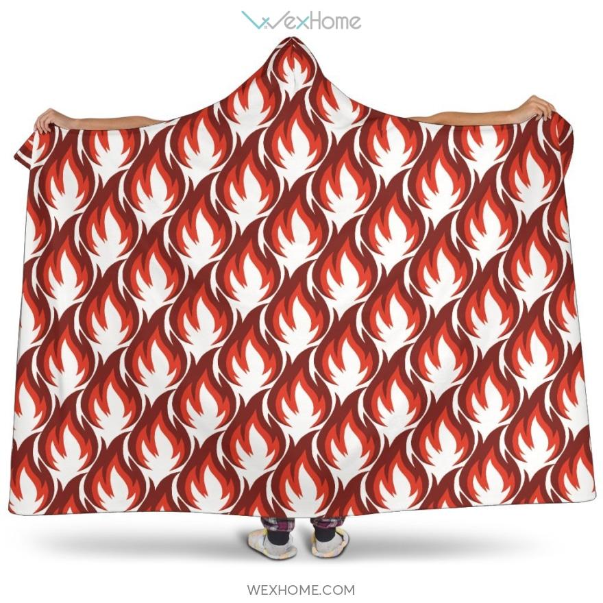 Fire Flame Symbol Design Pattern Hooded Blanket