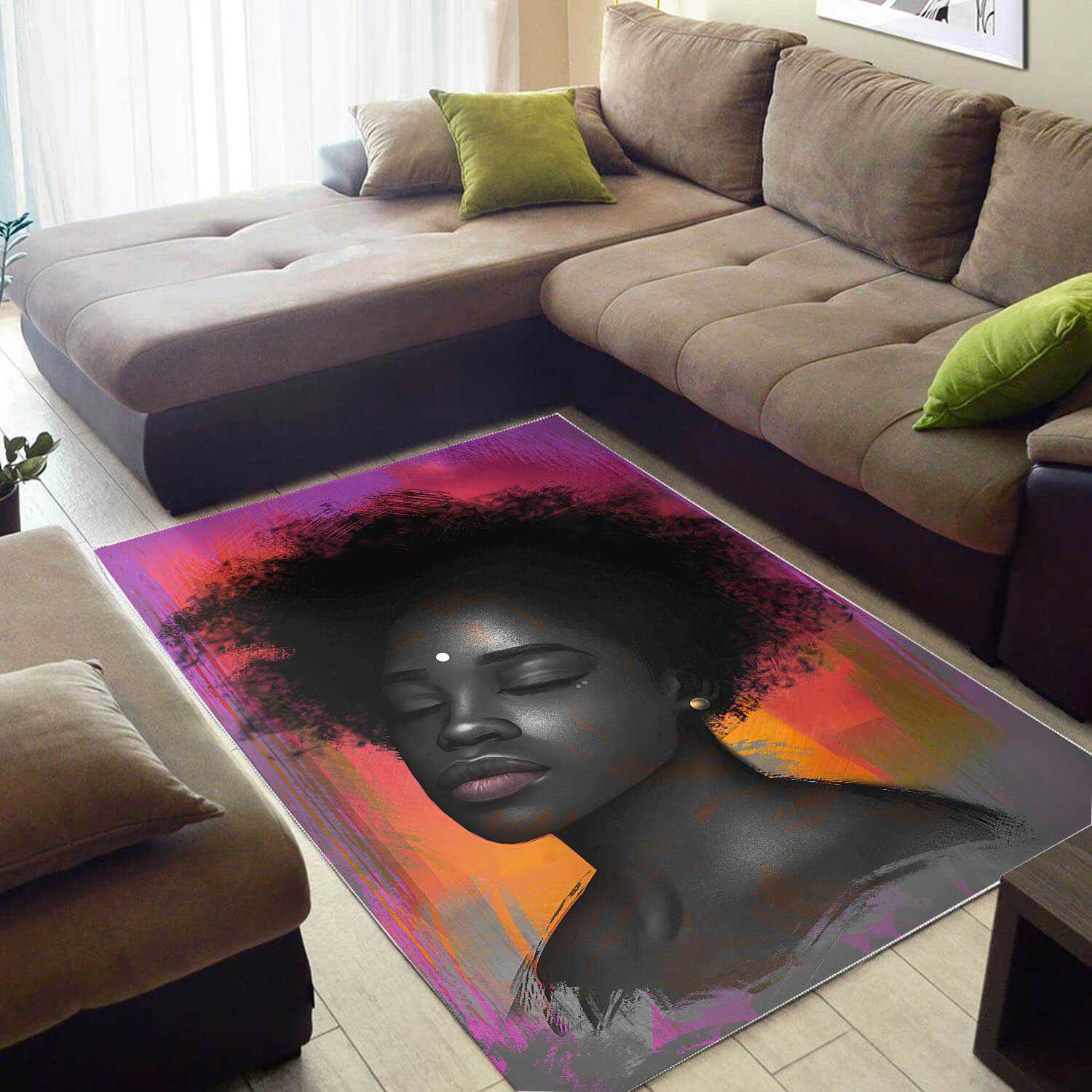 Afrocentric Area Rugs Beautiful Afro Lady African American Print Rug African Themed Home Decor WBG48973