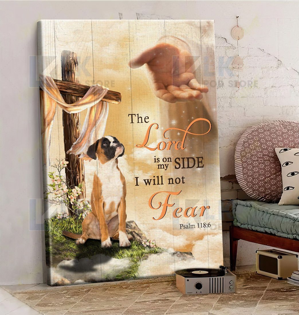 BOXER – CANVAS The Lord Is On My Side [ID3-N] | Framed, Best Gift, Pet Lover, Housewarming, Wall Art Print, Home Decor