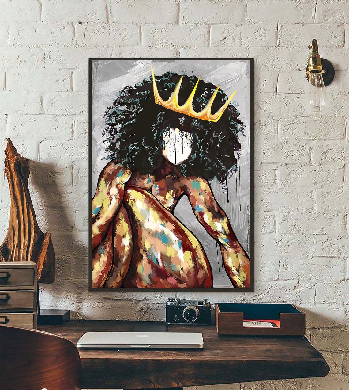 Black Queen Poster, African American Wall Art, Black History Month, Gift For Black, Black Girl Magic, Afro Queen Melenin Canvas And Poster,Canvas Prints,Wall Decor Visual Art