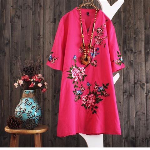 Women Dresses Women’s Embroidered Dress 2021 Summer Loose Short Sleeve Skirt Vestido De Mujer Femme Robe alx