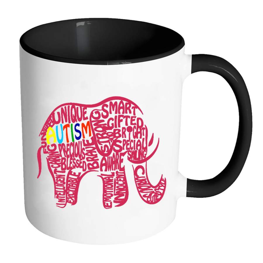 Autism Awareness Elephant 1 – Full-Wrap Coffee Colors Accent Mug