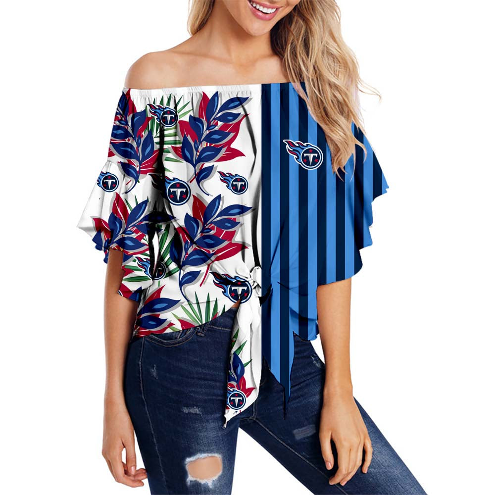 Tennessee Titans Women Summer Stripe Strapless Shirt