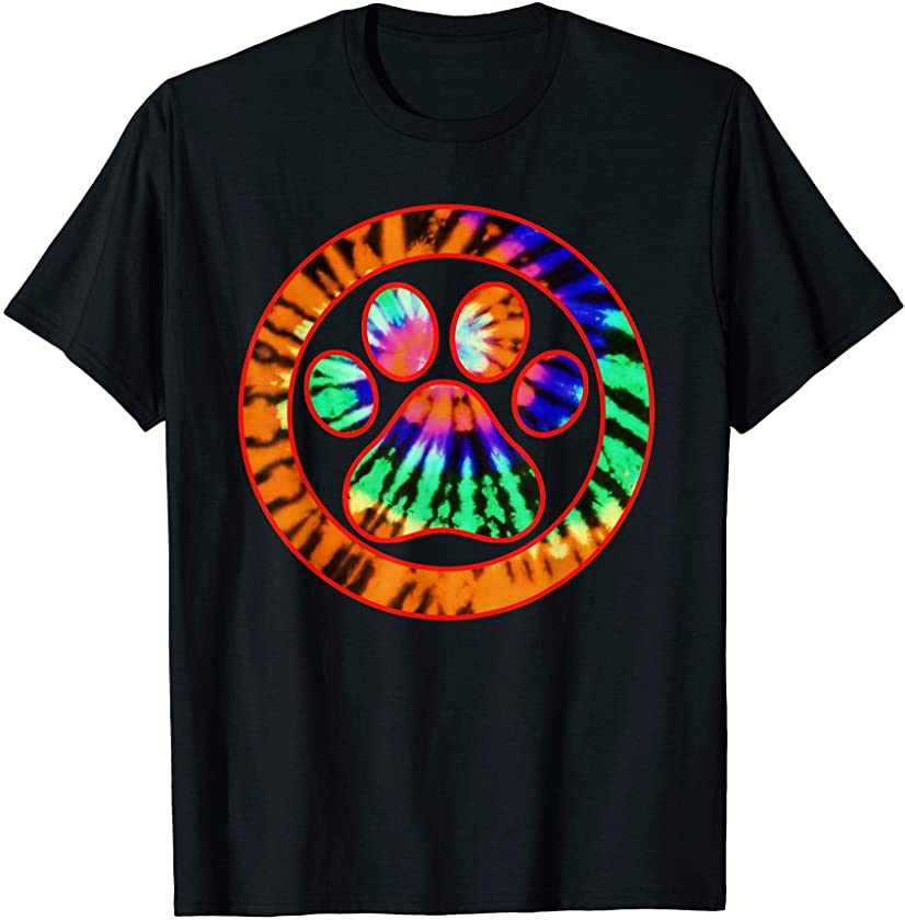 Tie Dye Animal Cat Dog Paw Print | Pet Lover Gift T-Shirt