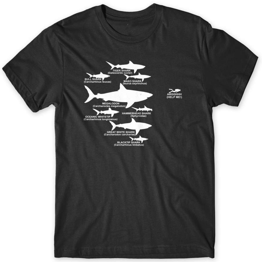 Shark Hierarchy Diver Diving Funny Mens T-Shirt