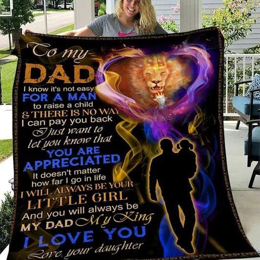 To My Dad My King Love Your Daughter Lion Blanket Bedgag Fleece Blanket, Blanket Sofa Bed, 3D Blanket