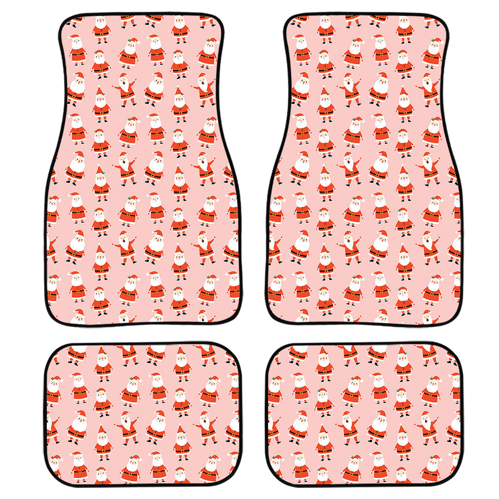 Cute Santa Claus Pattern Print Front And Back Car Floor Mats, Front Car Mat