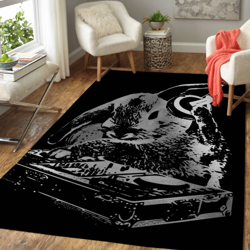 DJ Bunny – Grayscale Animals Area Rug Carpet