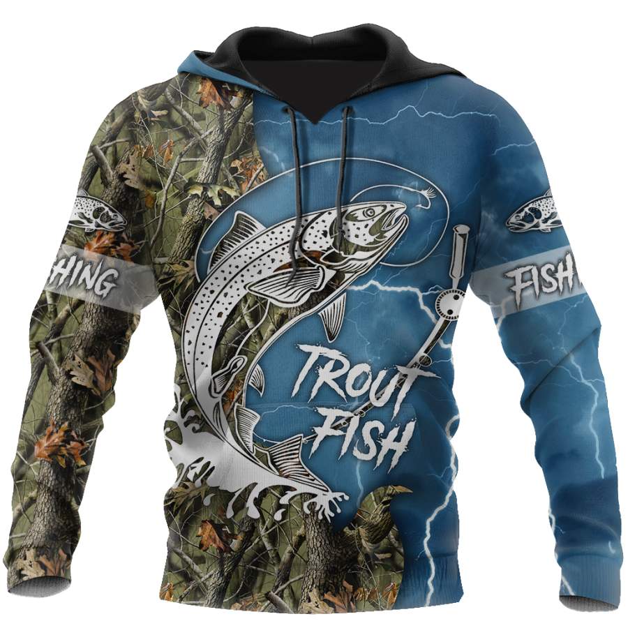 Trout Fishing blue Tattoo camo shirts for men and women TR2108202