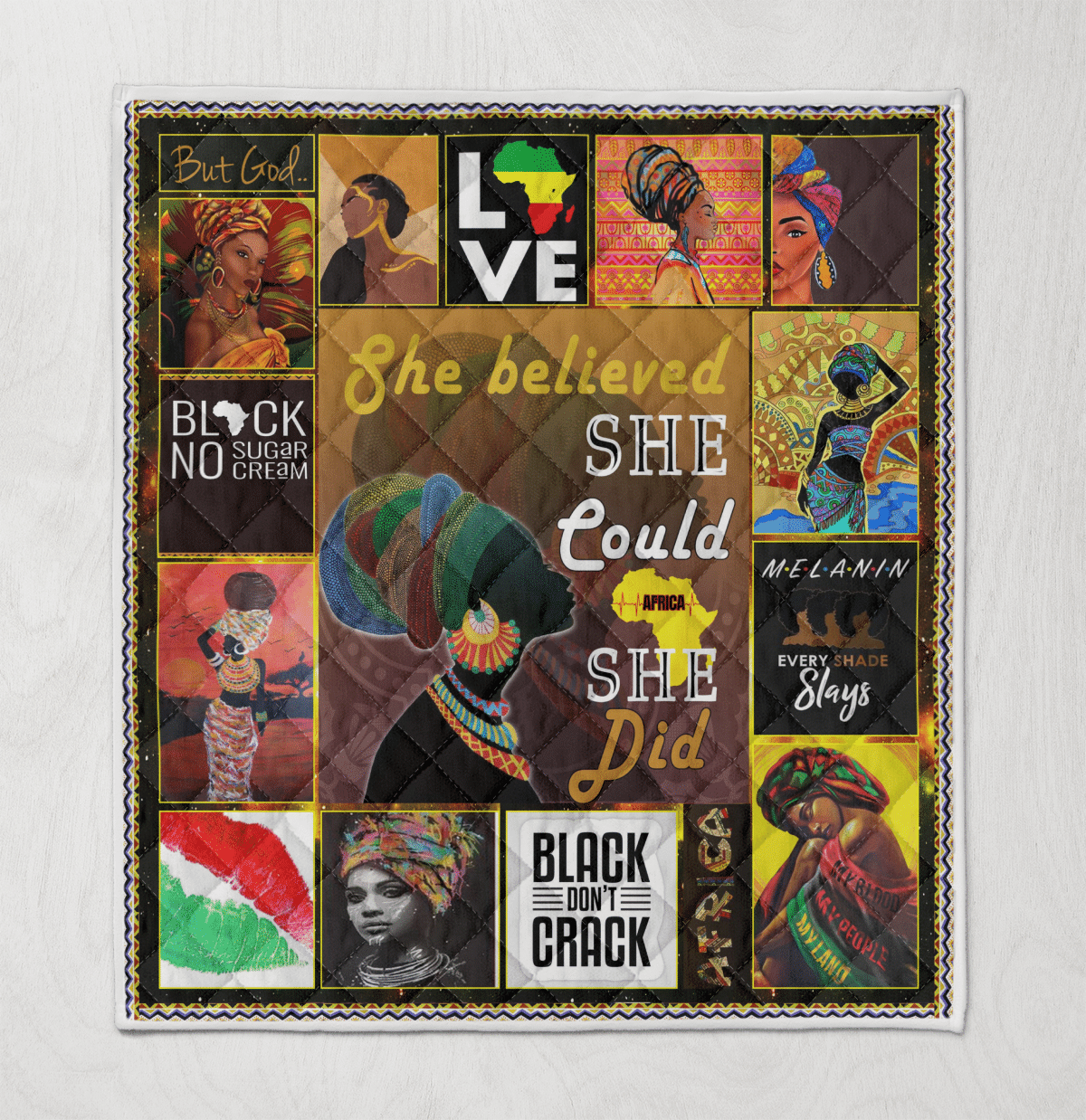 Quilt For Black Women Headwrap Art Quilt She Believed She Could She Did Quilt For Black Girl