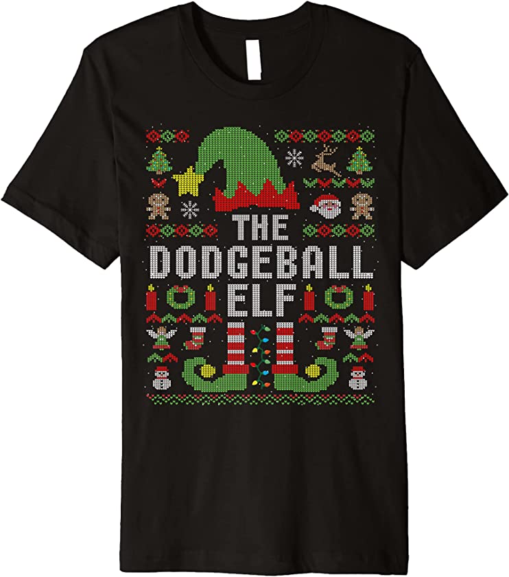 The Dodgeball Elf Ugly Christmas Matching Family Group Premium T-Shirt