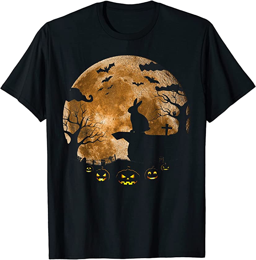 Rabbit And Moon Halloween Costume Pumpkin Dog Lover T-Shirt