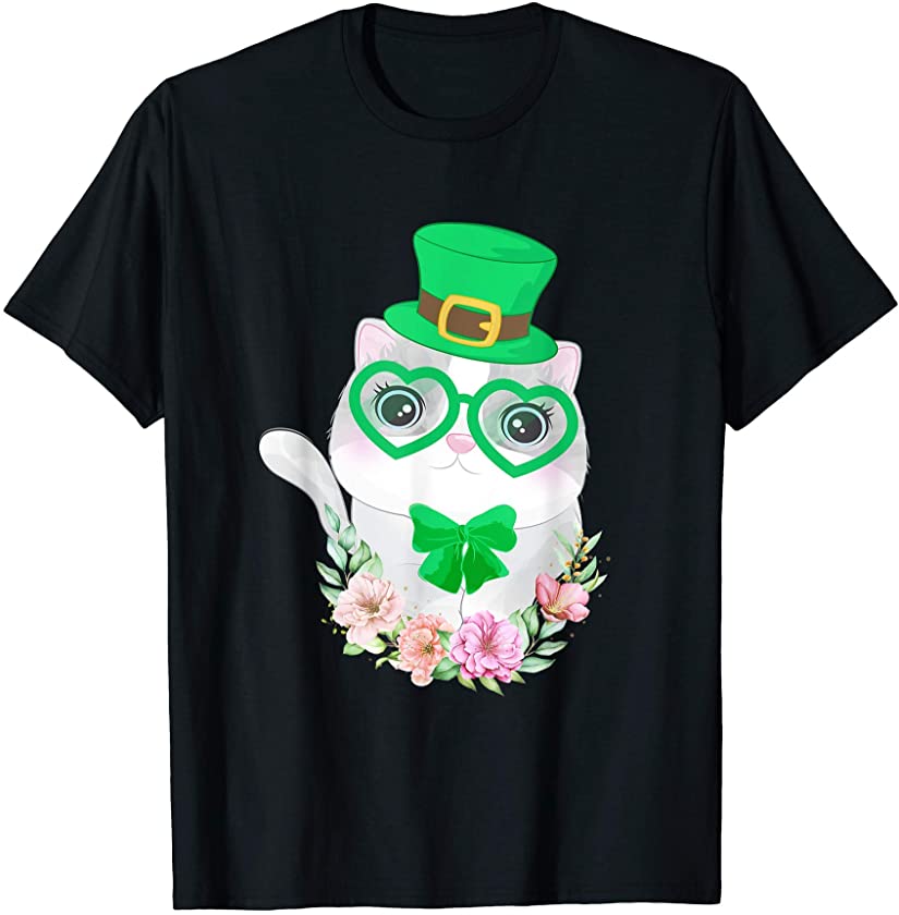 cute kitty Kitten leprechaun st patricks day Cat lover irish T-Shirt