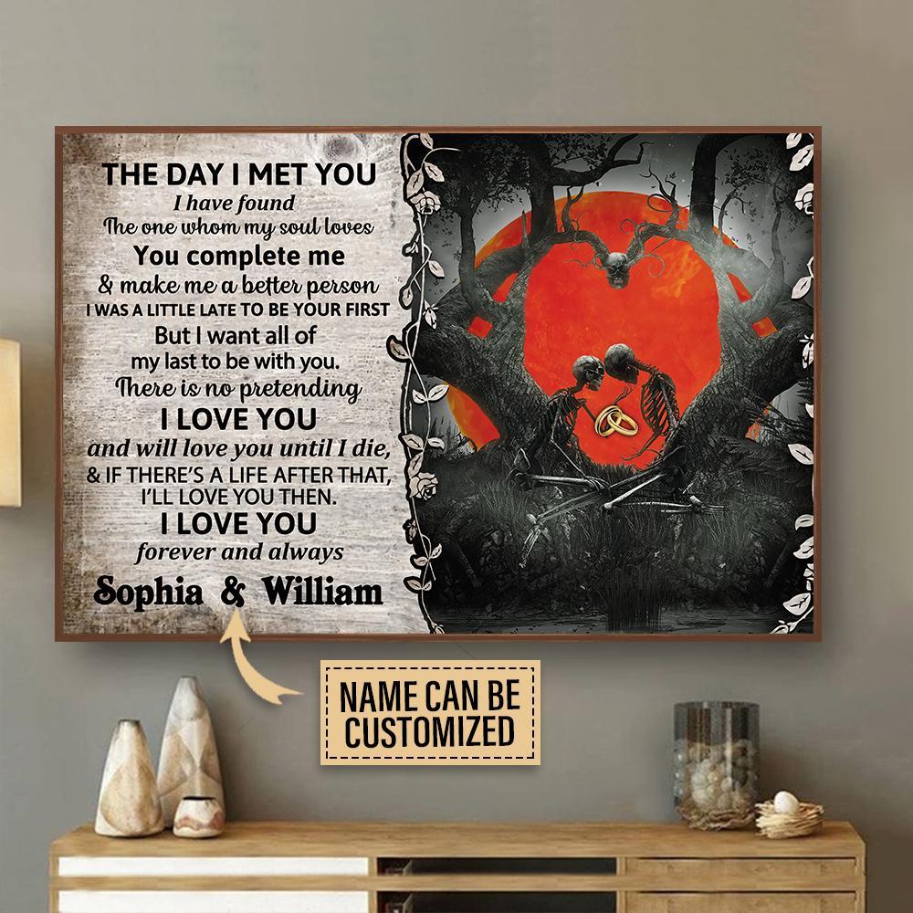 Aeticon Gifts Personalized Skeleton Couple The Day I Met You Canvas Mom Dad Gift Home Decor