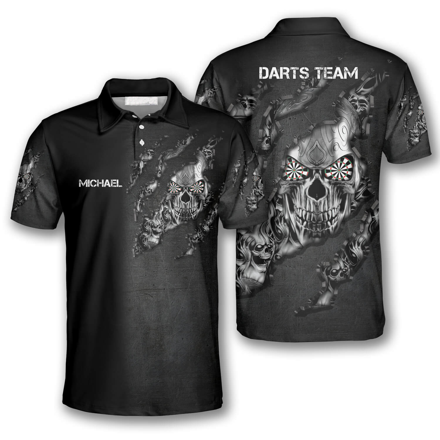 Eye Dart Tribal Tattoos Metal Skull Black Custom Darts Polo Shirts For Men Coolspod