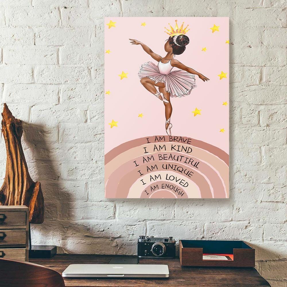 Canvas Prints I Am Brave Ballet Pink Vertical Canvas Wall Art Artistic Wall Art Home Decoration