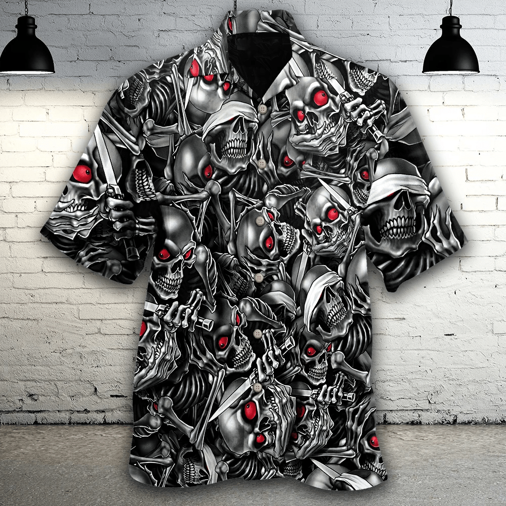 Skull With Red Eyes Hawaii Aloha Shirts Dh Ha102413