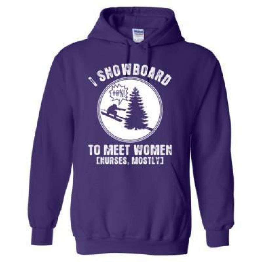 AGR I Snowboard To Meet Women Mostly Nurses – Heavy Blend™ Hooded Sweatshirt