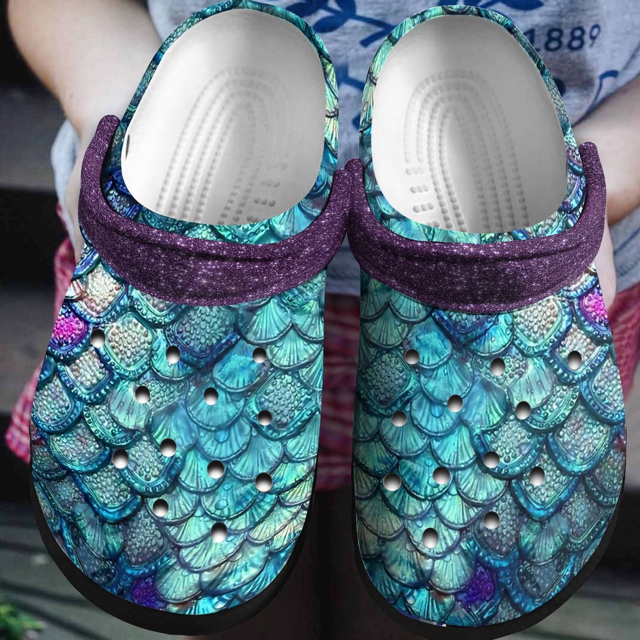 Mermaid Personalized Clog, Custom Name, Text, Color, Number Fashion Style For Women, Men, Kid, Print 3D Unique Green