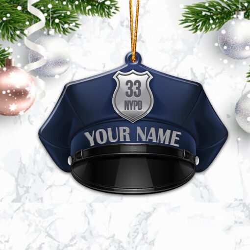 Personalized Police Officer Hat Ornament, Custom Ornament, Police Gift, Police Officer Ornament, Law Enforcement Officer Sheriff Deputy Trooper Christmas Gift