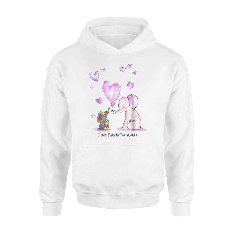 Autism Elephant Love Needs No Words Cute Hoodie | Autism Awareness Shirt