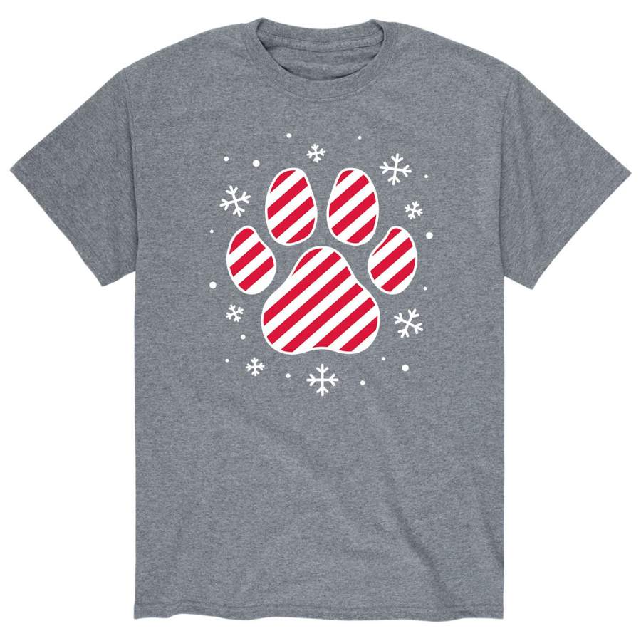 Candy Cane Striped Paw Print – Men’s Short Sleeve T-Shirt