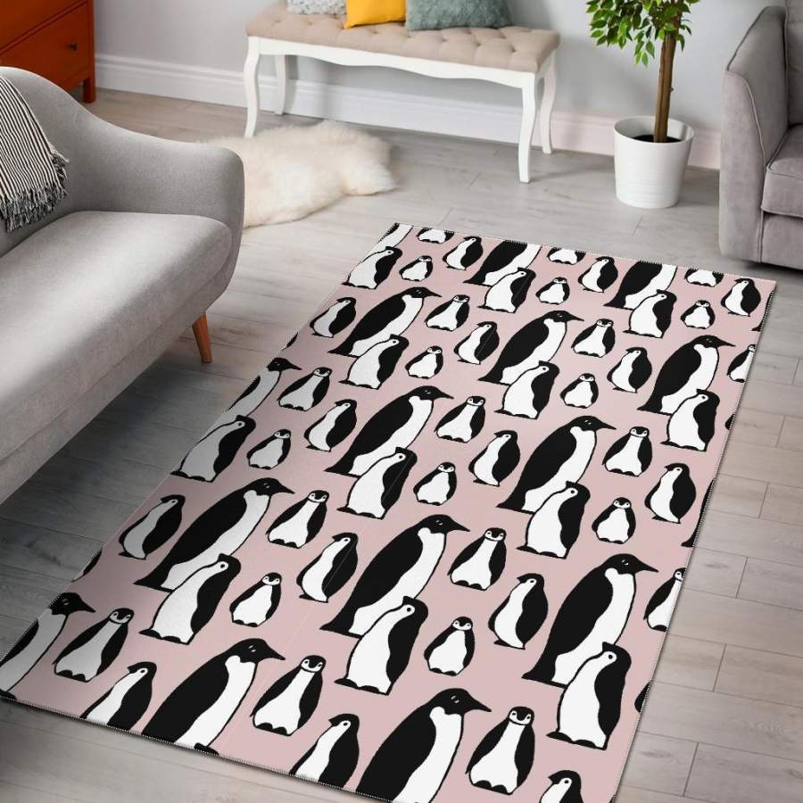 Penguin Print Pattern Area Rug