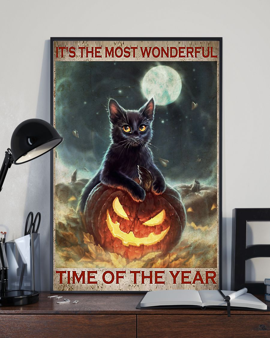 Black Cat Pumpkin Wall Art Canvas Prints Halloween Vintage Home Decor Gifts