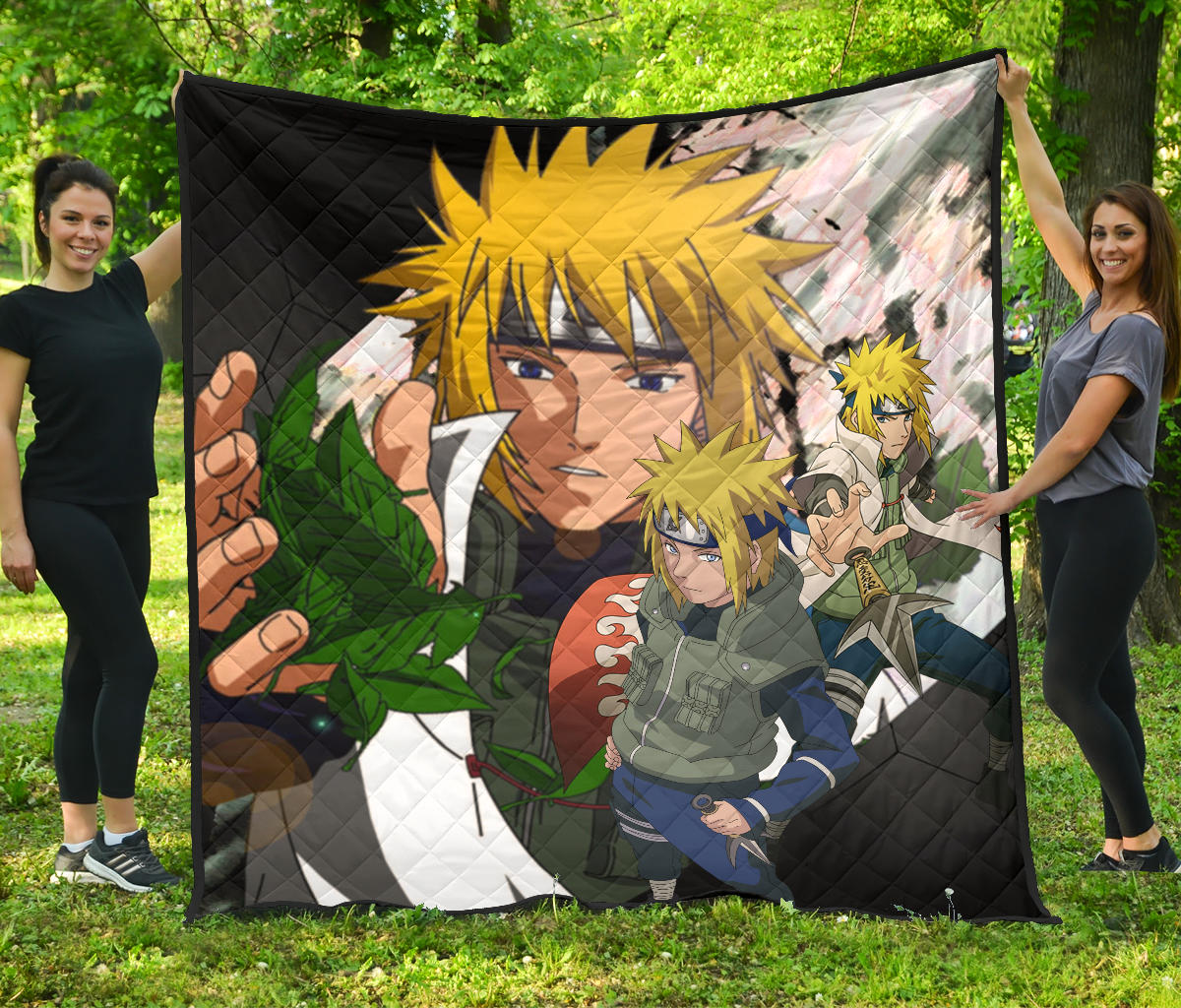 Naruto Anime Premium Quilt | Minato Konoha Hokage Kunai Fighting Quilt Blanket Na083101