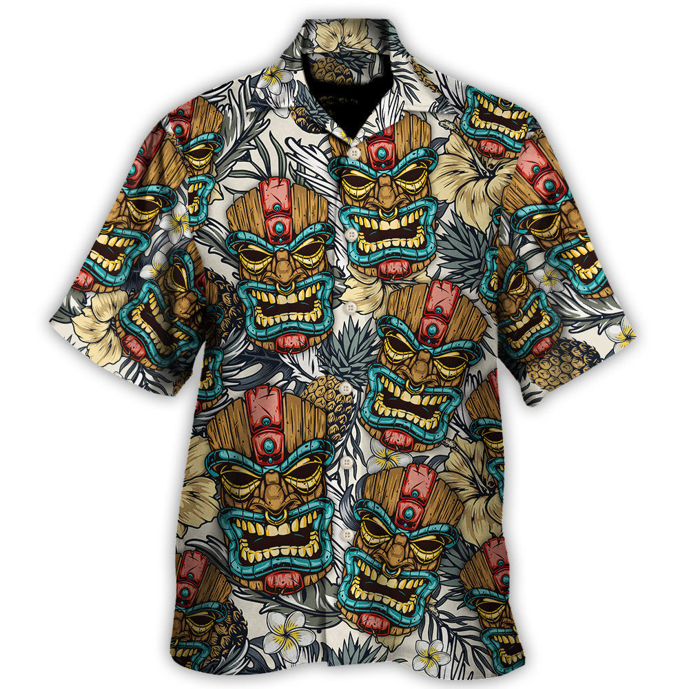 Tiki Tribal Mask With Tropical Leaves Hawaii Shirt Ha19282