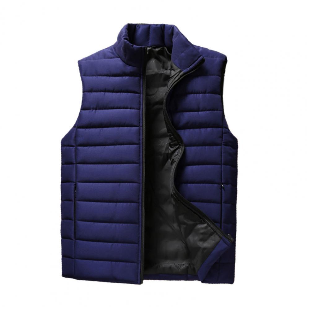 Winter Men Vest Coat Sleeveless Stand Collar Waistcoat Slim Fit Thicken Warm Zipper Closure Vest Top Cardigan Male Clothes alx