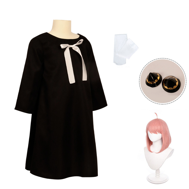 Anime Anya Forger Child Cosplay Costume Pink Wig SPY X FAMILY Daughter Stockings Dress Hairpins Cute Uniform Outfit Shcool Girls alx