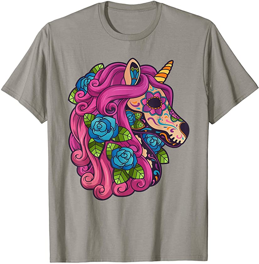 Unicorn Sugar Skull Mexico Calavera Dia De Los Muertos T-Shirt