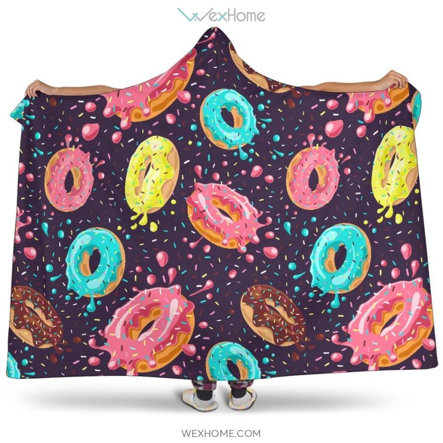 Colorful Donut Glaze Pattern Hooded Blanket