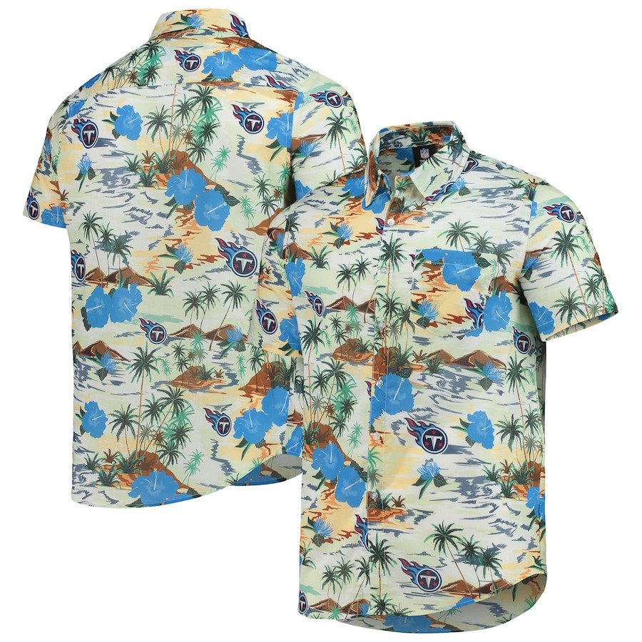 Tennessee Titans Cream Paradise Floral Hawaii Shirt Ha34855