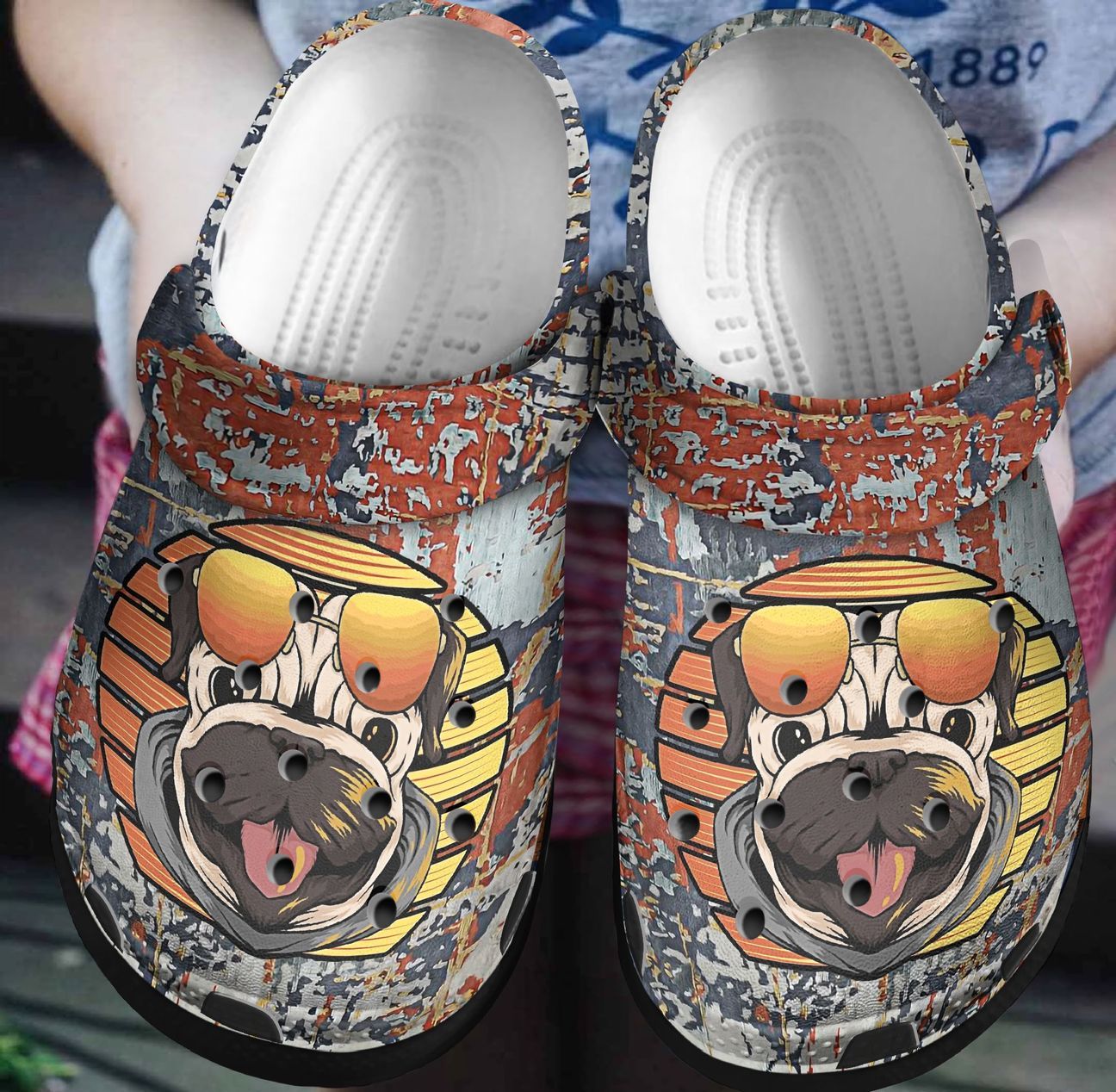 Pug Personalized Clog, Custom Name, Text, Color, Number Fashion Style For Women, Men, Kid, Print 3D Pug Wall