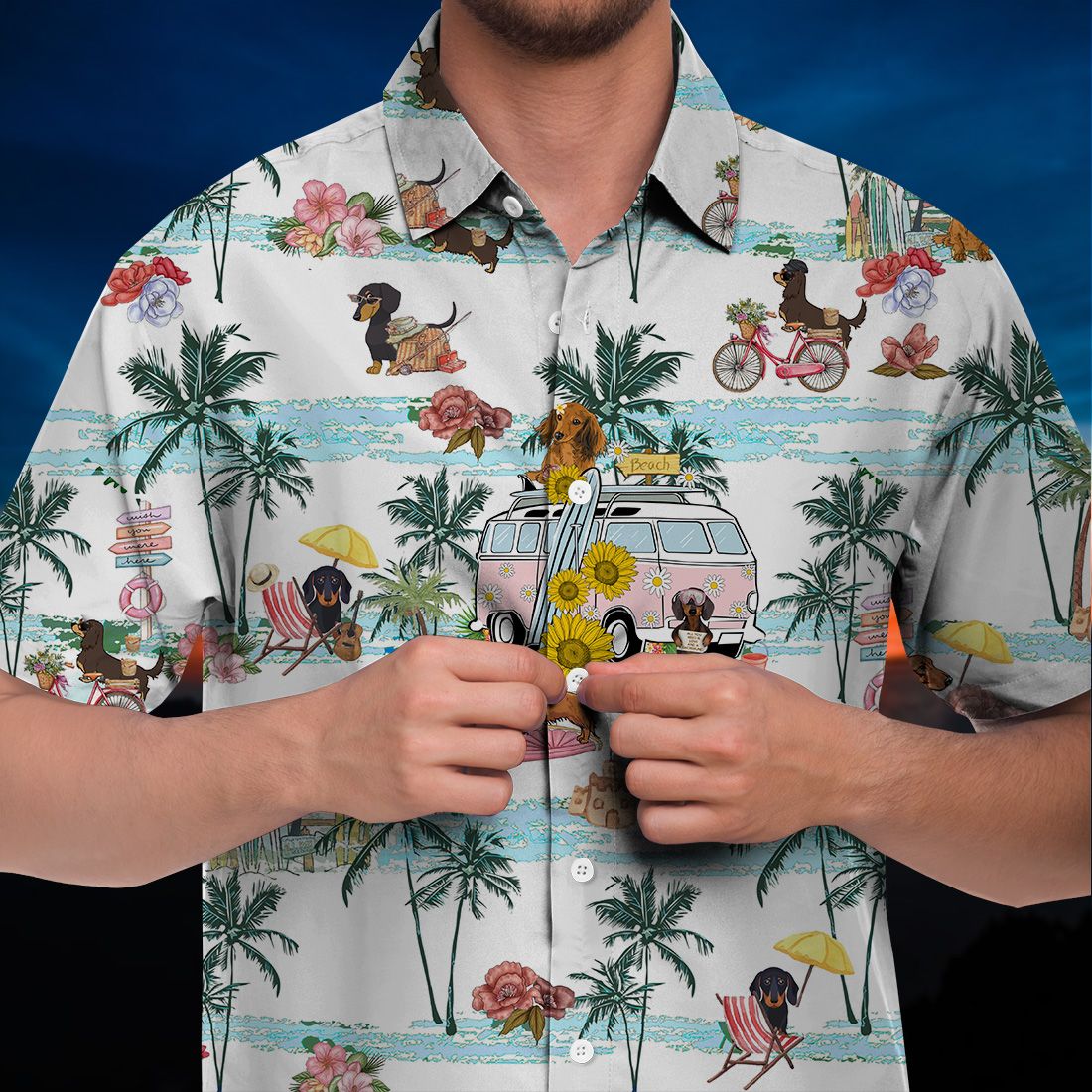 Dachshund Hawaii Shirt Beach Floral Retro Ha52892