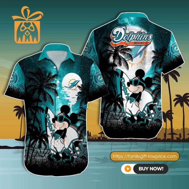 Nfl Hawaiian Shirt  Mickey Mouse Miami Dolphins Hawaiian Shirt