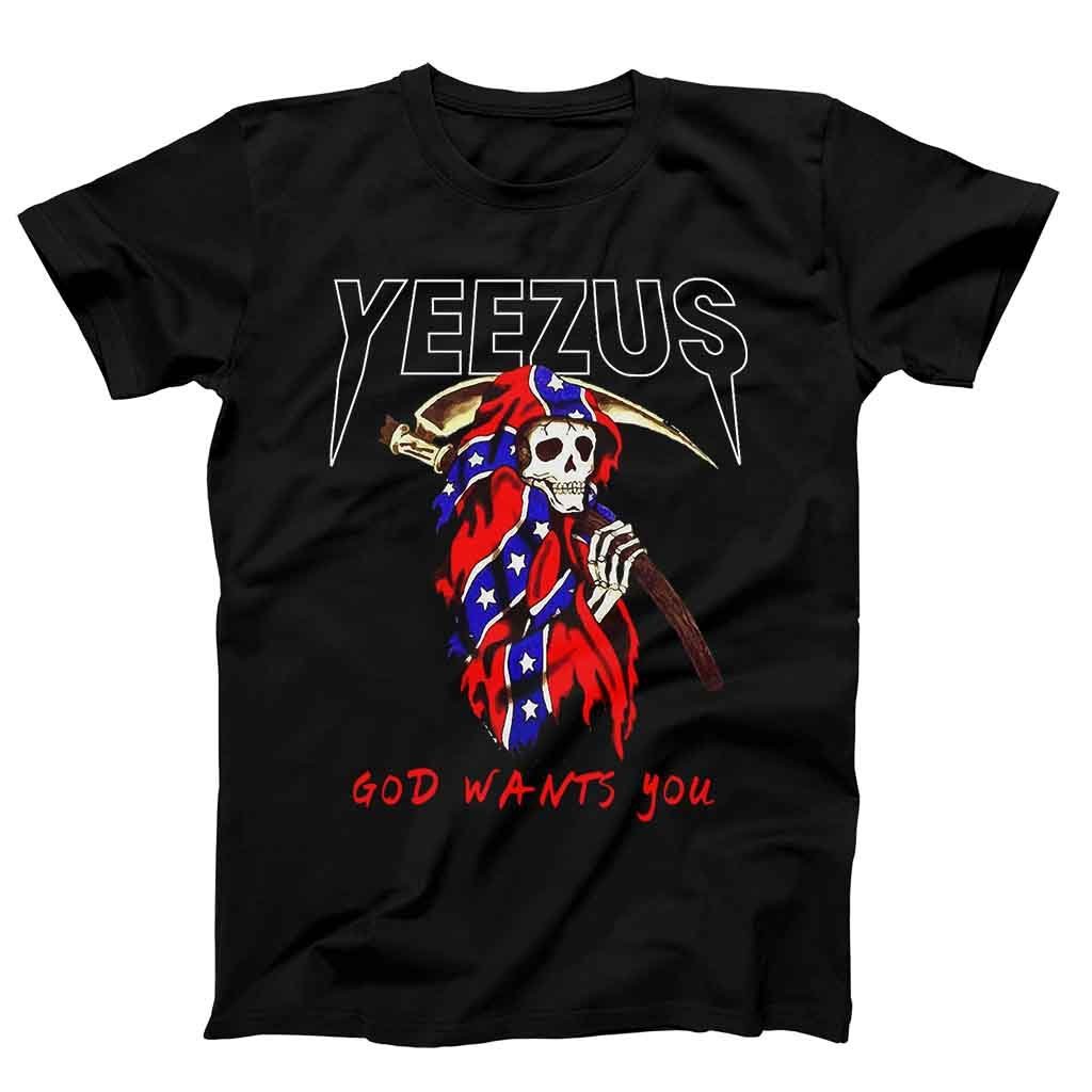 Yeezus Grim Reaper God Wants You Skull Poster Kanye West Men’S T-Shirt