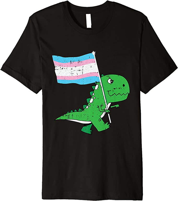 T-rex Trans-gender Pride Flag Funny Dino-saur LGBTQ Ally Premium T-Shirt