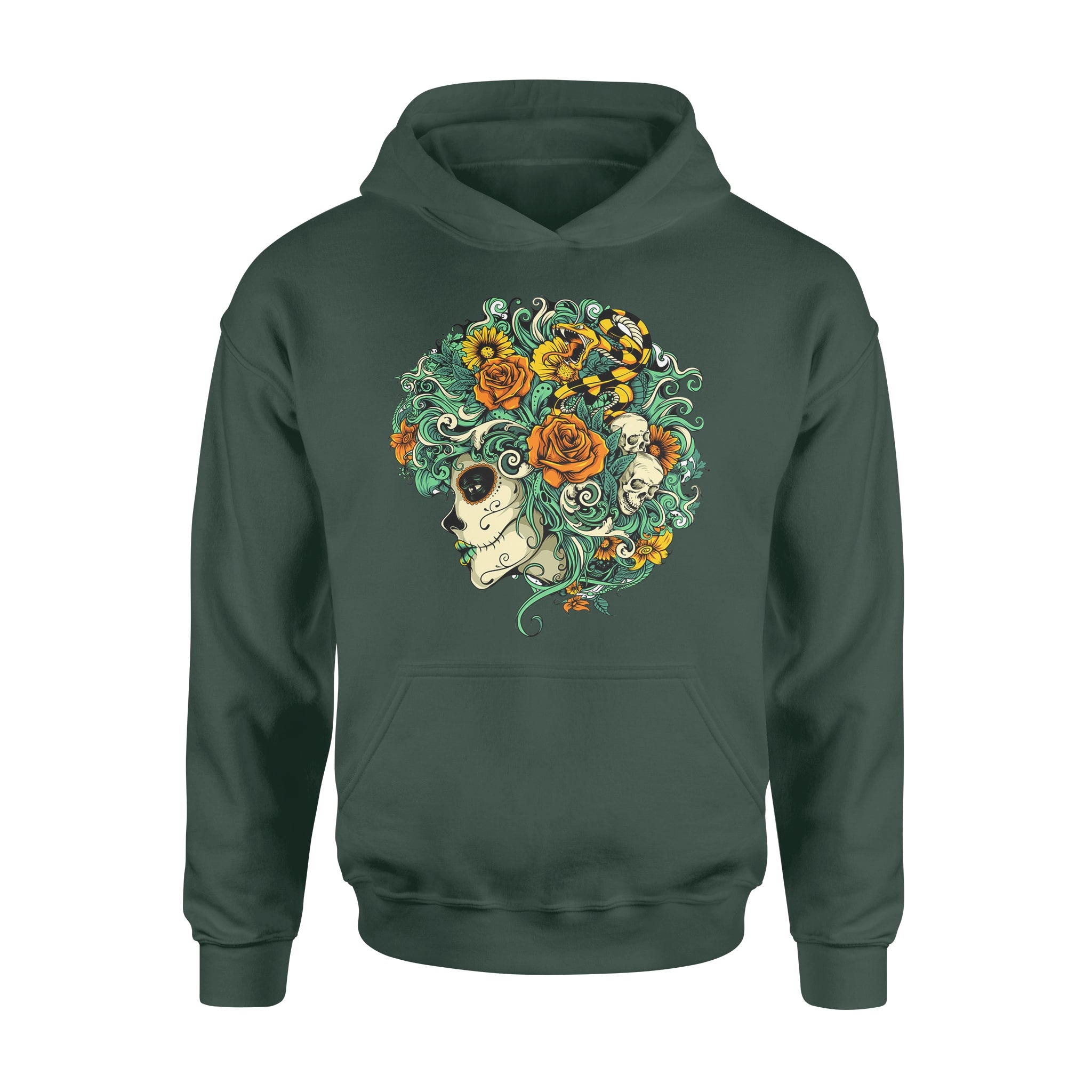 ViticFashion™ Flower Skull Head 2D Cotton Standard Hoodies Size XL