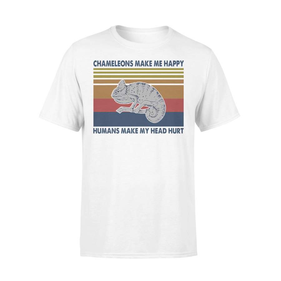 Chameleons Make Me Happy Humans Make My Head Hurt Vintage Retro T-shirt