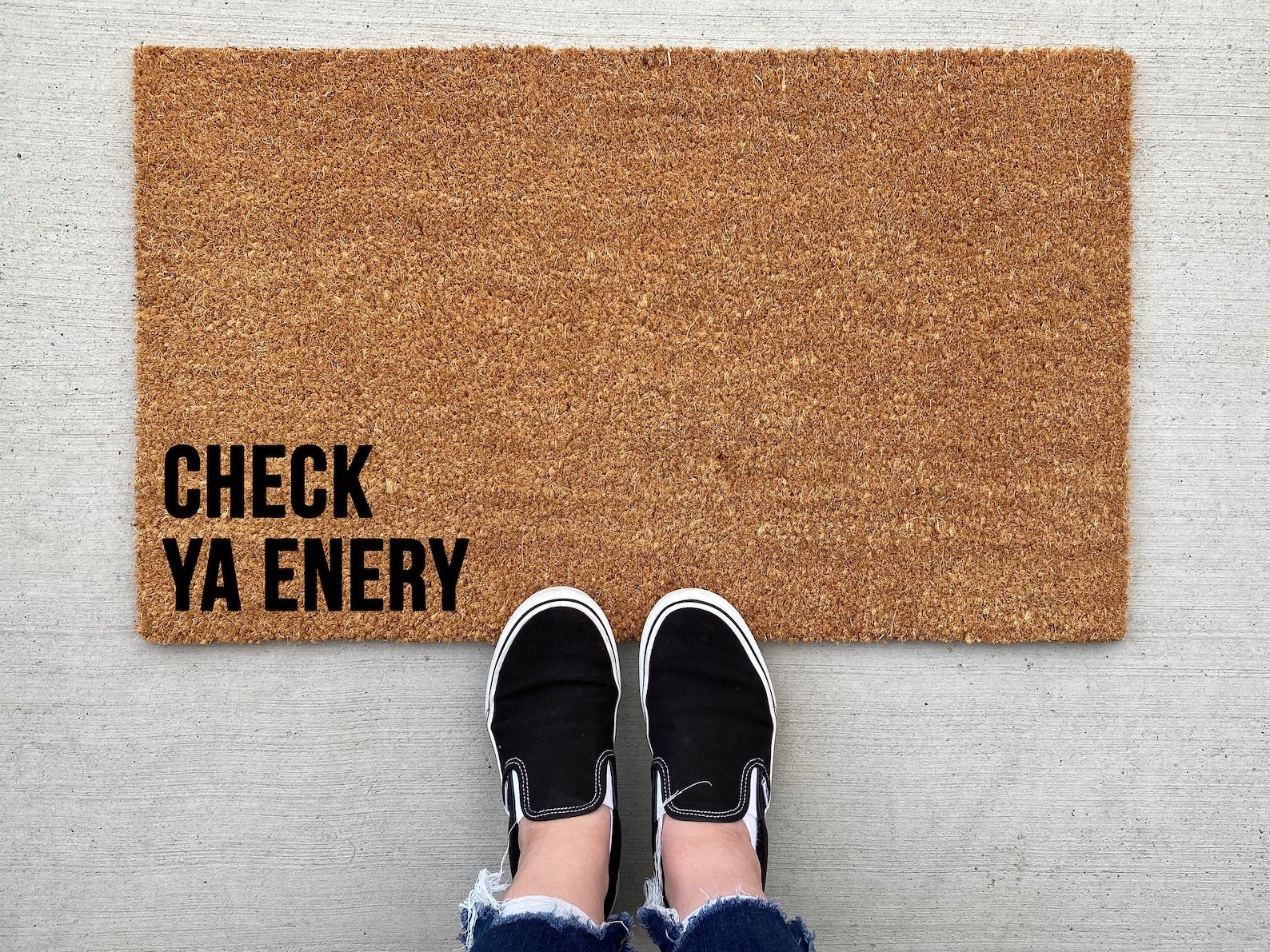 Check Ya Energy Doormat, Shoes Door Mat, Personalized Doormat, Funny Doormat, Welcome Mat, Front Doormat, Check Ya Vibe Doormat