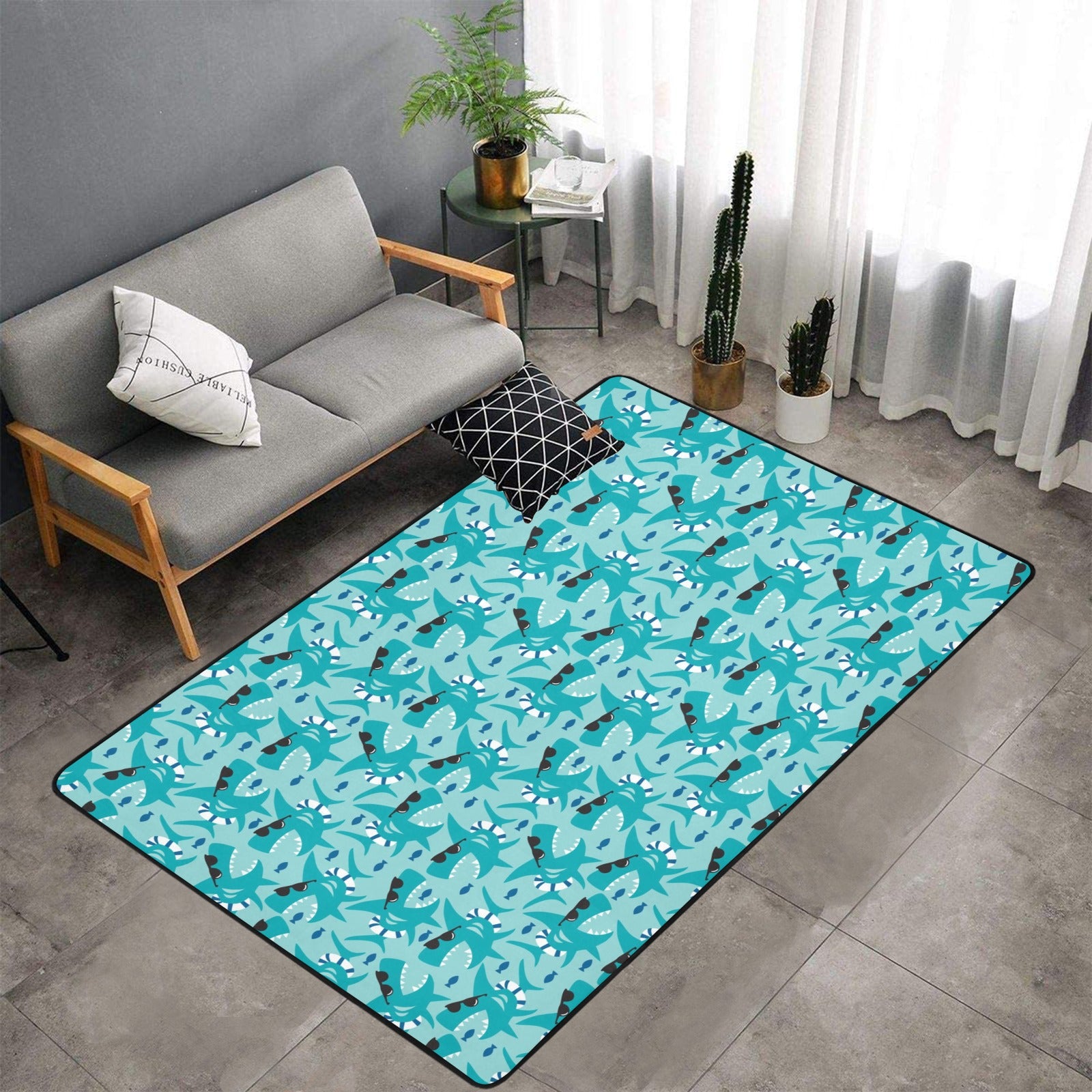 Shark Cute Print Design Lks302 Area Rug 7’X5′