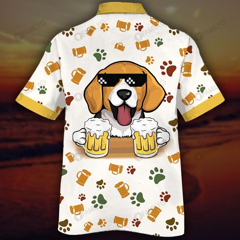 White Beagle Shirt – Dog With Beer Hawaiian Shirt Lemon Summer Hawaiian For Men, Women, Couple